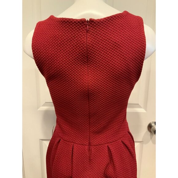 Ganni Red Textured Fit & Flare Sleeveless Dress, Size Medium - Picture 5 of 7